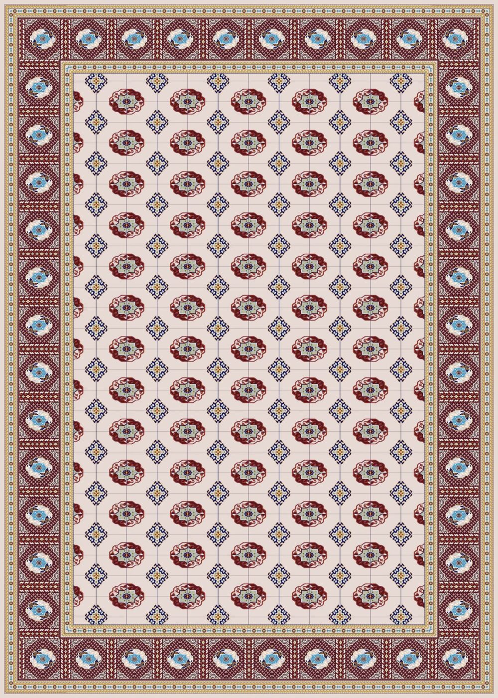 9M-F-1200037-BEIGE فرش1200شانه بژ