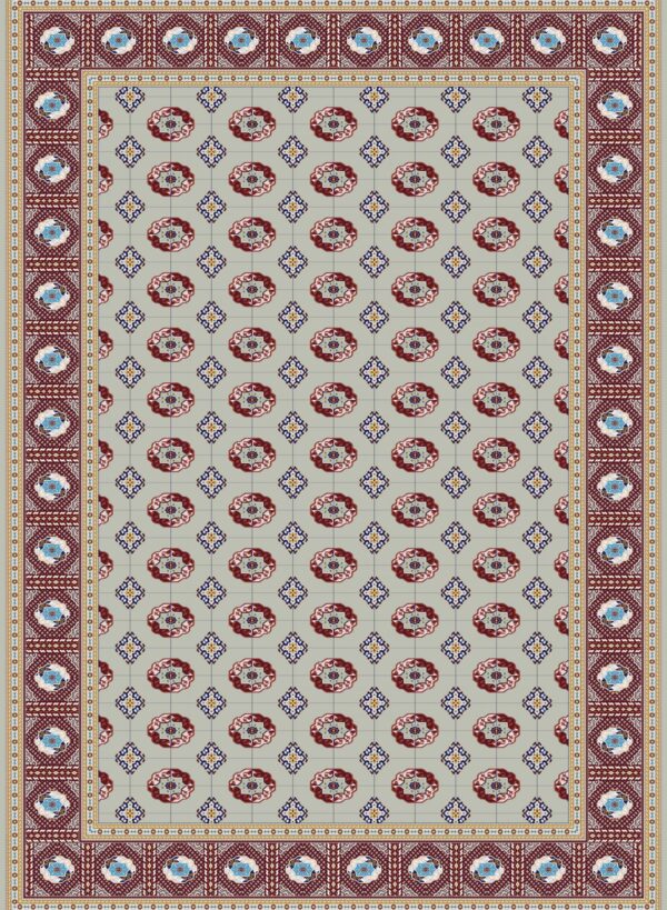 فرش1200شانه ترمه ای9M-F-1200037-GREENISH SILVER