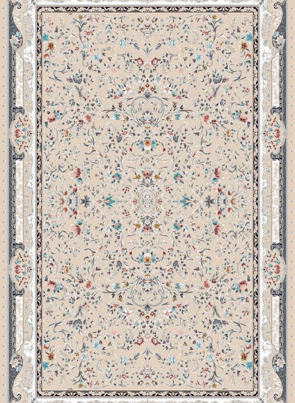 فرش 700 شانه اکریلیک برجسته طرح ستایش بژ