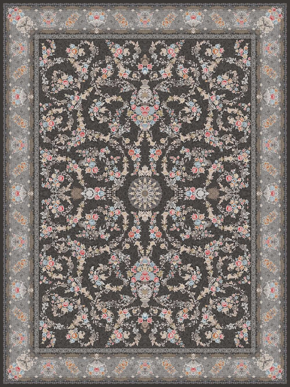 فرش 1200 شانه برجسته کد 120010-D خاکستری