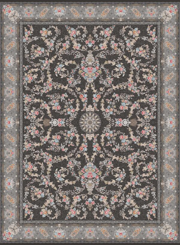 فرش 1200 شانه برجسته کد 120010-D خاکستری