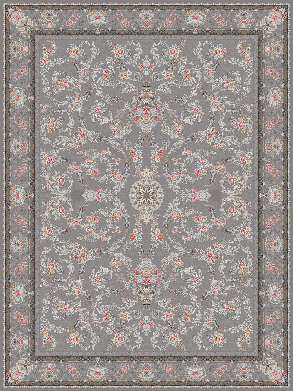 فرش 1200 شانه برجسته کد 120010-M خاکستری