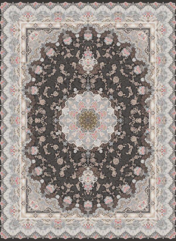 فرش 1200 شانه برجسته کد 120011-D خاکستری