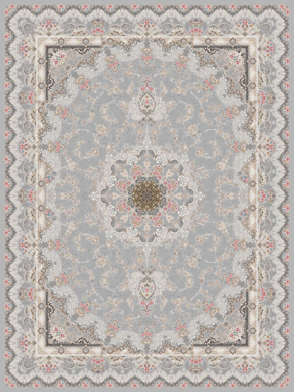 فرش 1200 شانه برجسته کد 120011 خاکستری