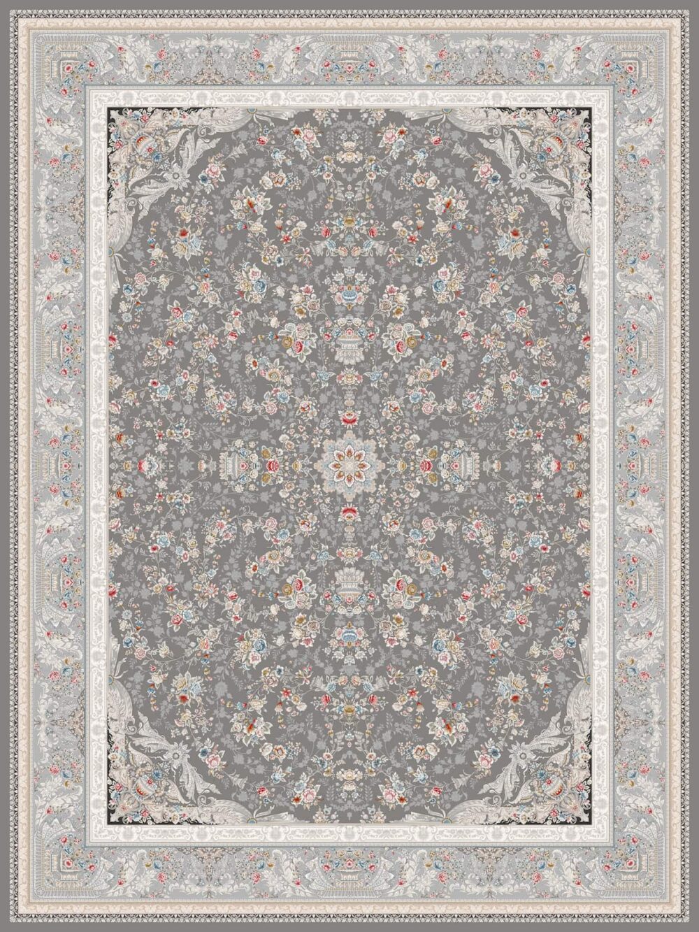 فرش 1200 شانه برجسته کد 120012-M خاکستری