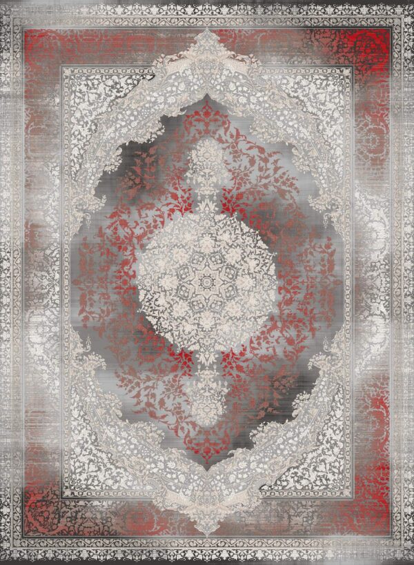 فرش 1200 شانه برجسته کد 120022-M خاکستری قرمز