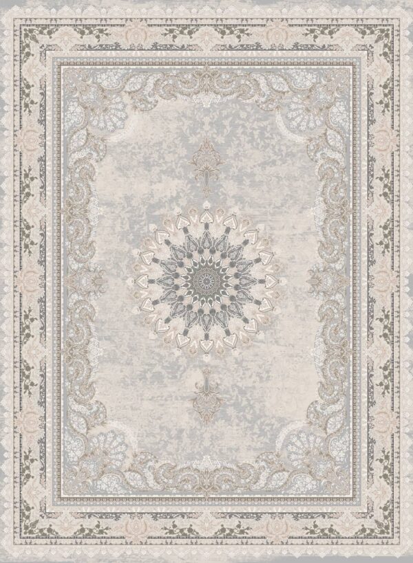 فرش 1200 شانه برجسته کد 120037-L خاکستری سبز