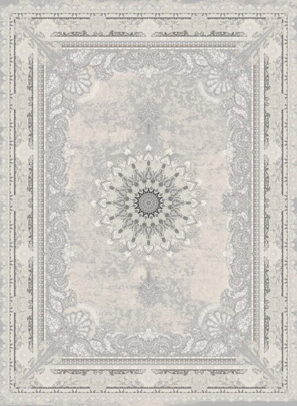 فرش 1200 شانه برجسته کد 120037-I خاکستری