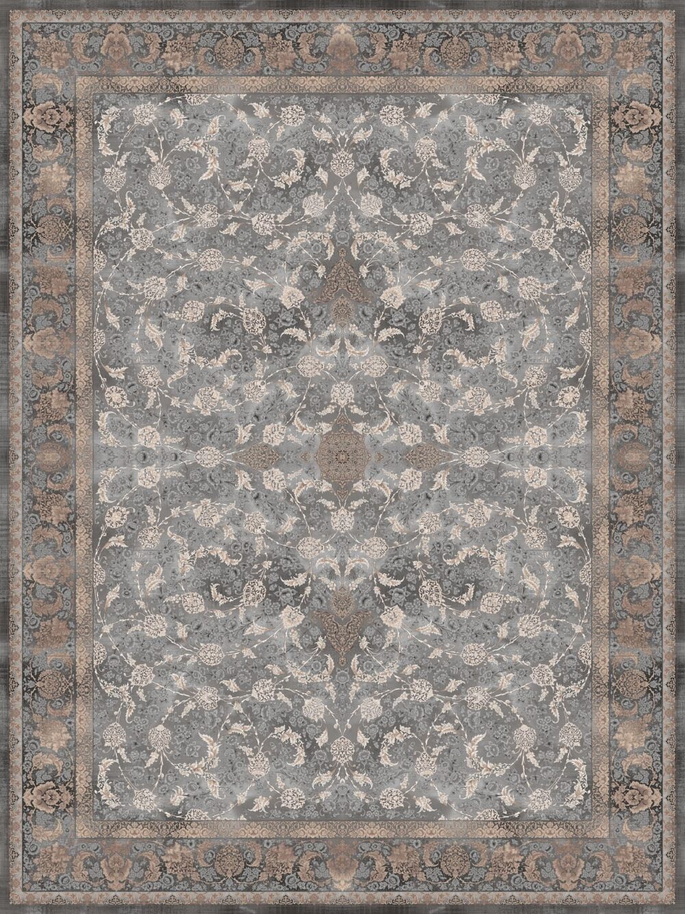 فرش 1200 شانه برجسته کد 12006-D خاکستری