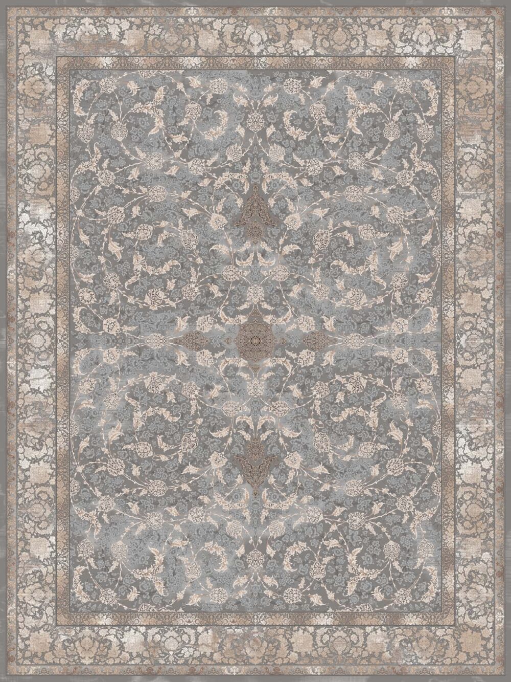 فرش 1200 شانه برجسته کد 12006-M خاکستری