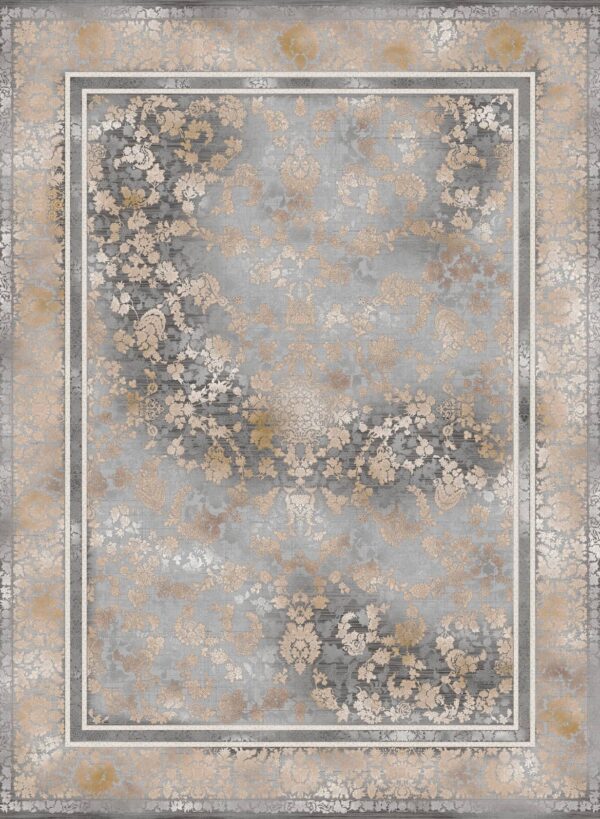 فرش 1200 شانه برجسته کد 12007-D خاکستری