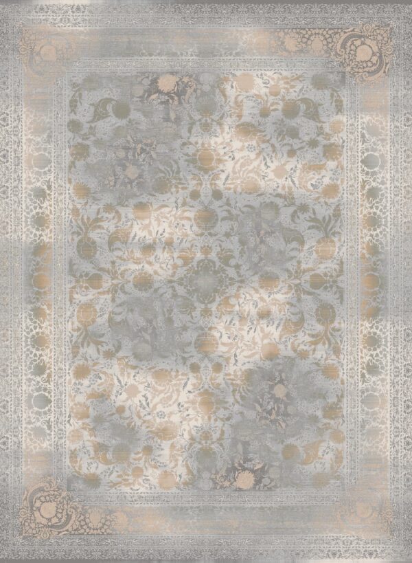 فرش 1200 شانه برجسته کد 12003-L خاکستری سبز