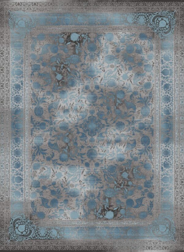 فرش 1200 شانه برجسته کد 12003-M خاکستری آبی