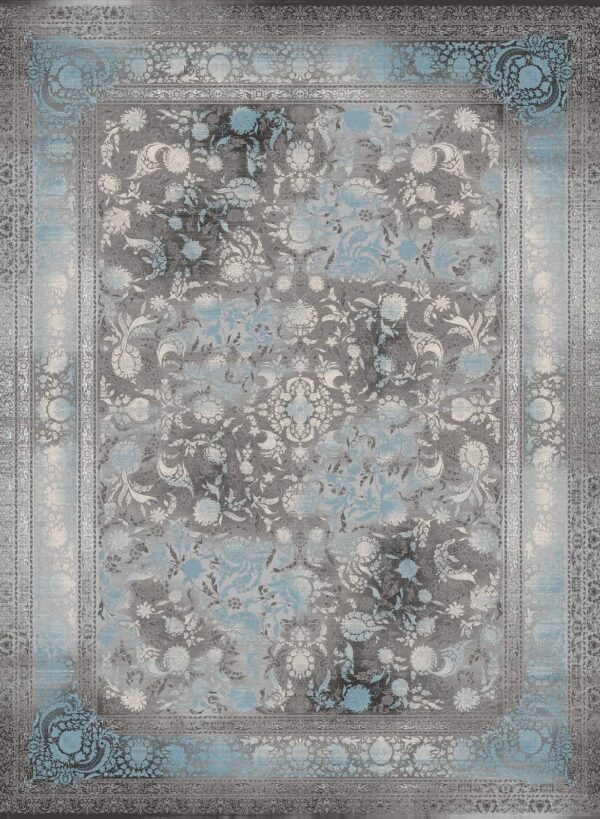 فرش 1200 شانه برجسته کد 12003-M خاکستری آبی