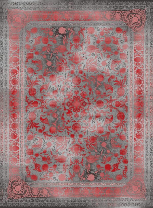 فرش 1200 شانه برجسته کد 12003-M خاکستری قرمز