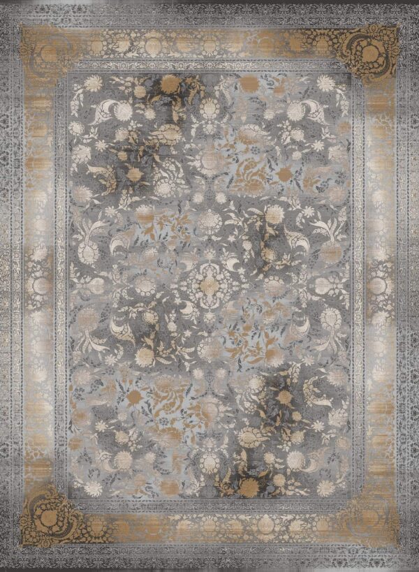 فرش 1200 شانه برجسته کد 12003-M خاکستری زرد