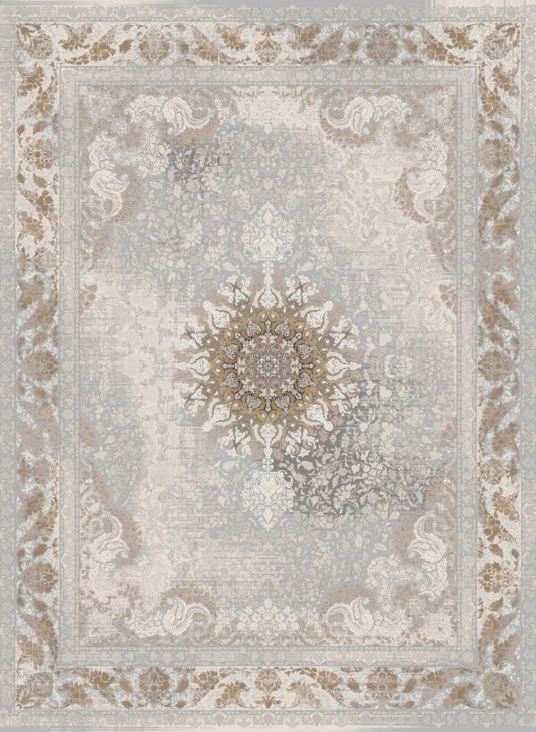 فرش 1200 شانه برجسته کد 120046 خاکستری زرد