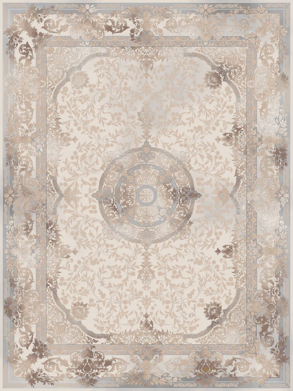 فرش 1200 شانه برجسته کد 120050-L خاکستری