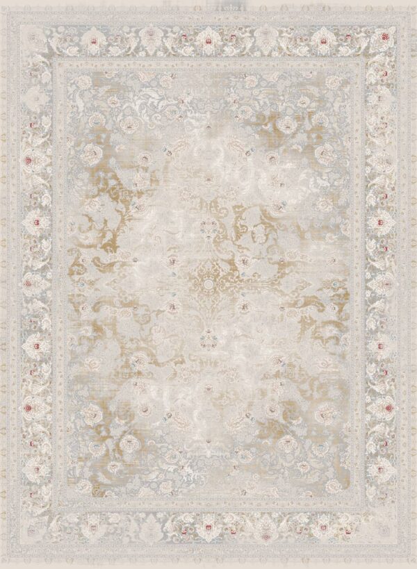 فرش 1200 شانه برجسته کد 120076-L خاکستری زرد