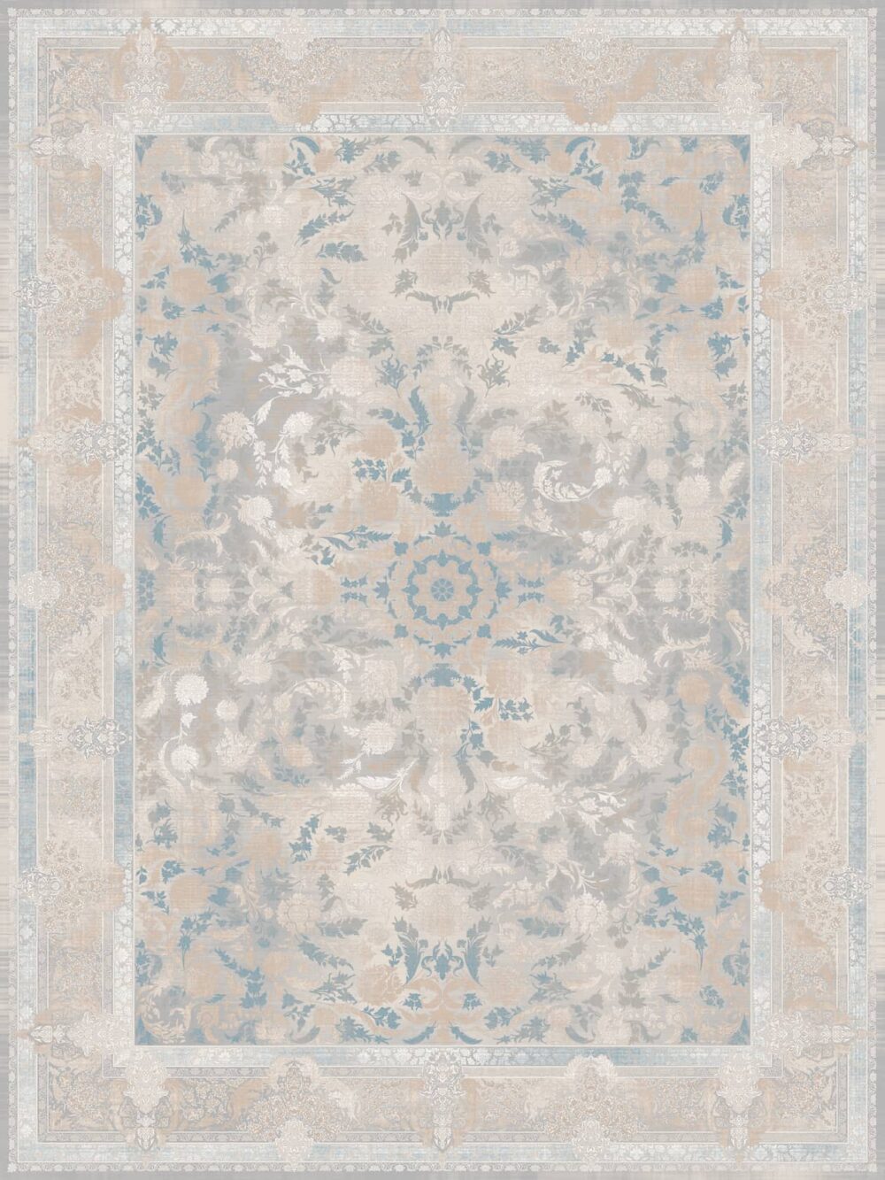 فرش 1200 شانه برجسته کد 120077-L خاکستری آبی