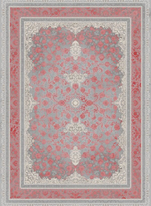 فرش 1200 شانه برجسته کد 120015-M خاکستری قرمز