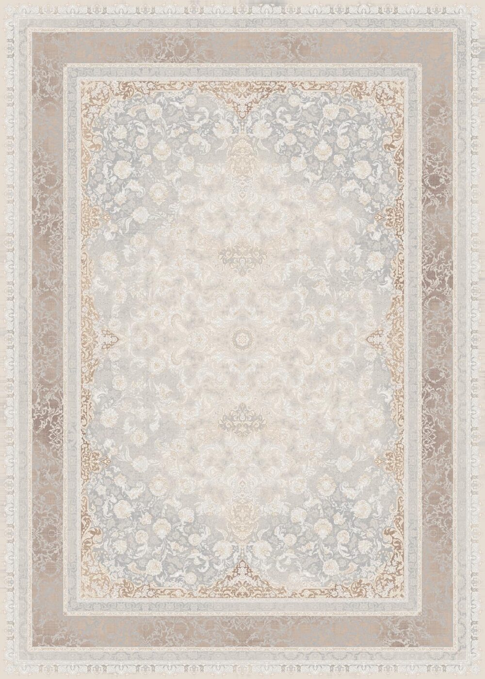 فرش 1200 شانه برجسته کد 120016-L خاکستری