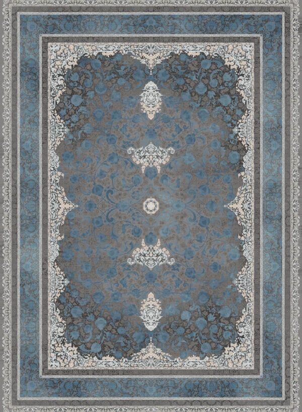 فرش 1200 شانه برجسته کد 120017-M خاکستری آبی