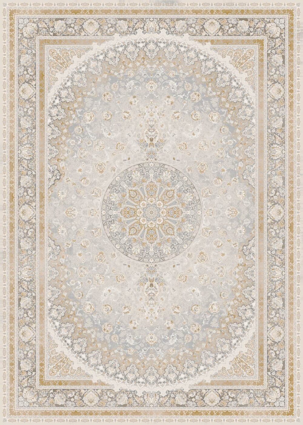 فرش 1200 شانه برجسته کد 120025-L خاکستری زرد