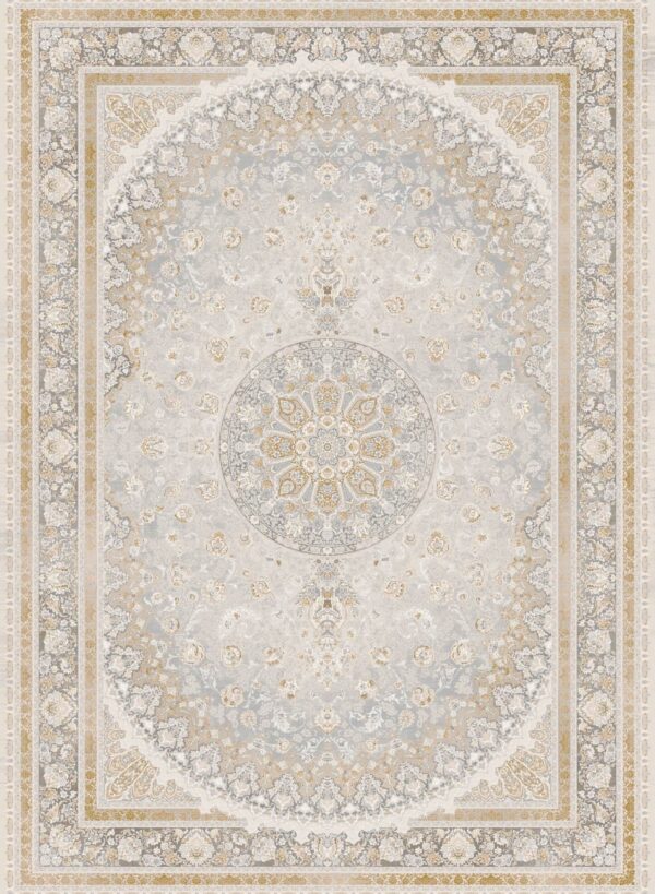 فرش 1200 شانه برجسته کد 120025-L خاکستری زرد