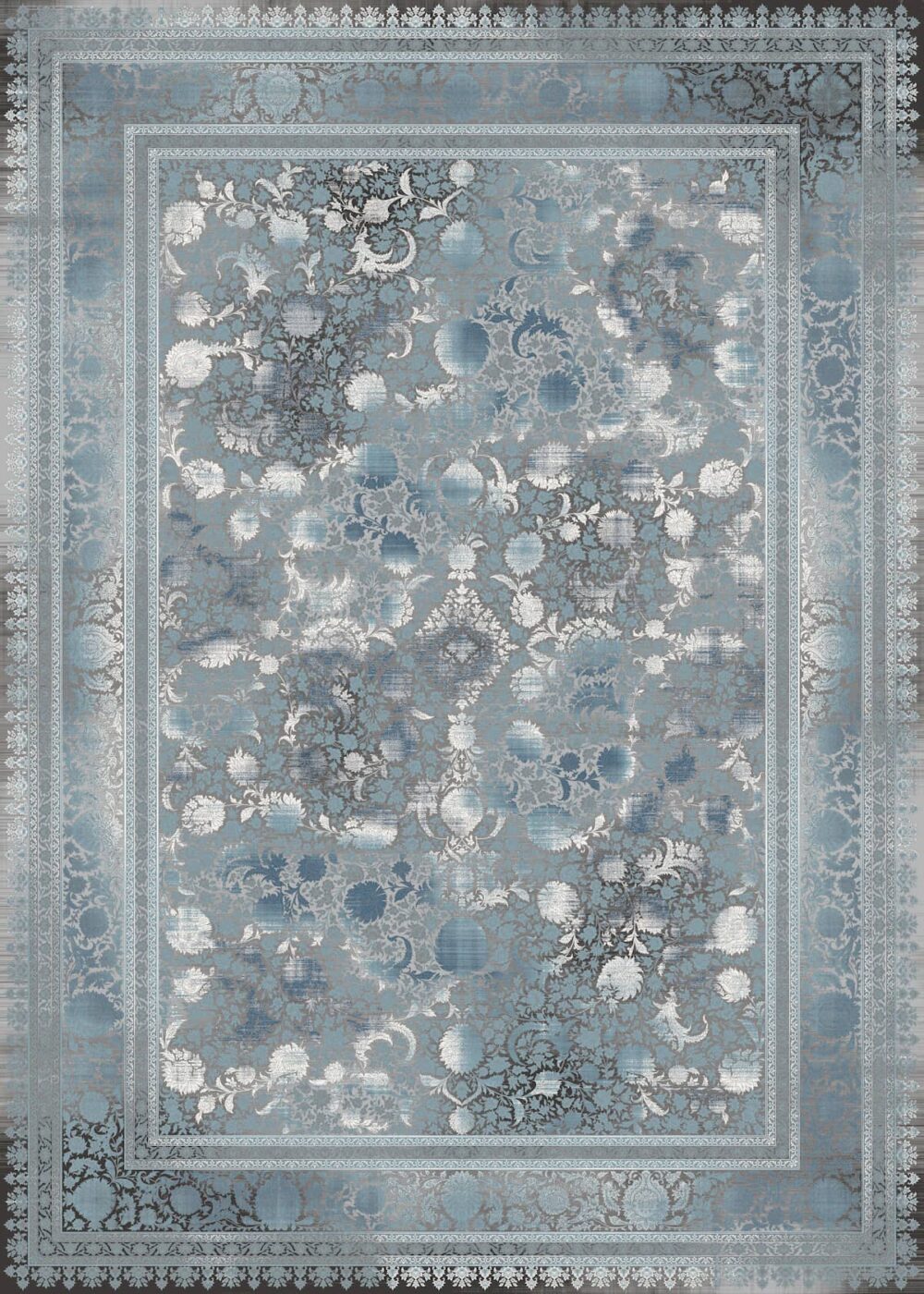 فرش 1200 شانه برجسته کد 120028-M خاکستری آبی