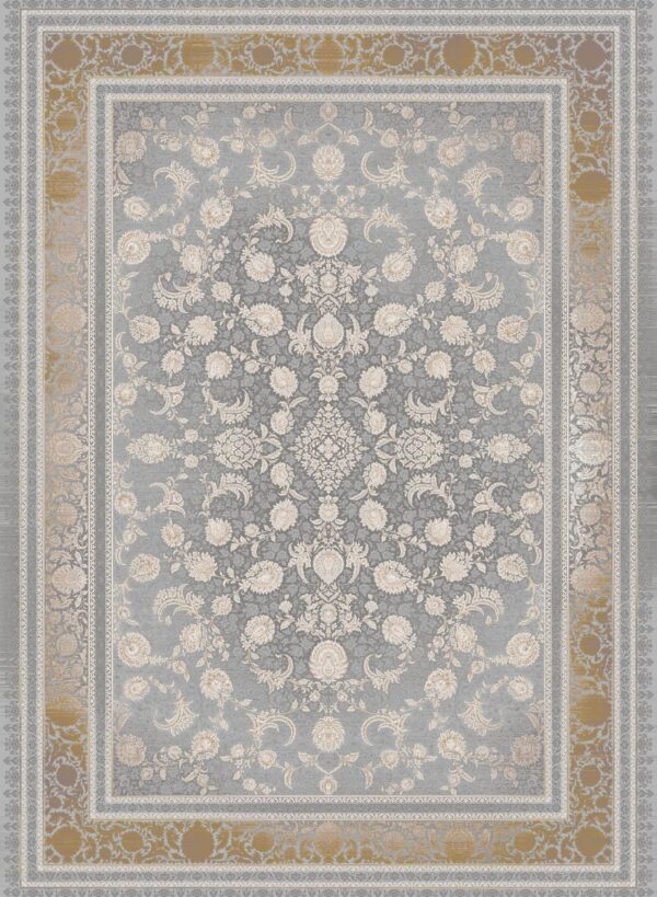 فرش 1200 شانه برجسته کد 120029-M خاکستری زرد