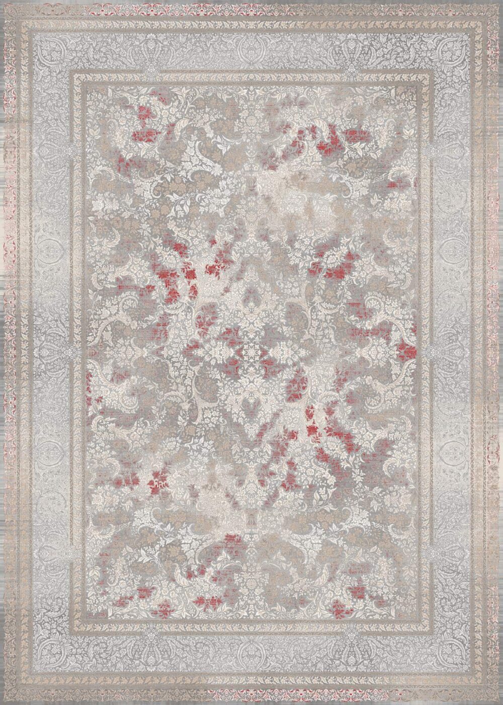 فرش 1200 شانه برجسته کد 120031 خاکستری قرمز