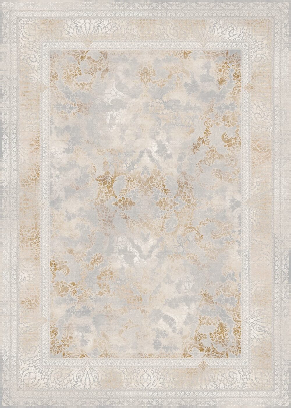 فرش 1200 شانه برجسته کد 120032-L خاکستری زرد