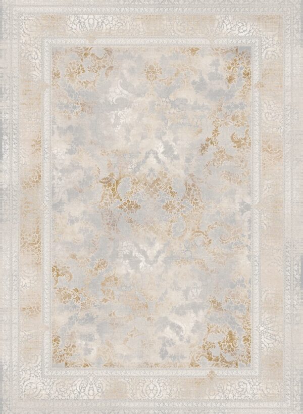 فرش 1200 شانه برجسته کد 120032-L خاکستری زرد