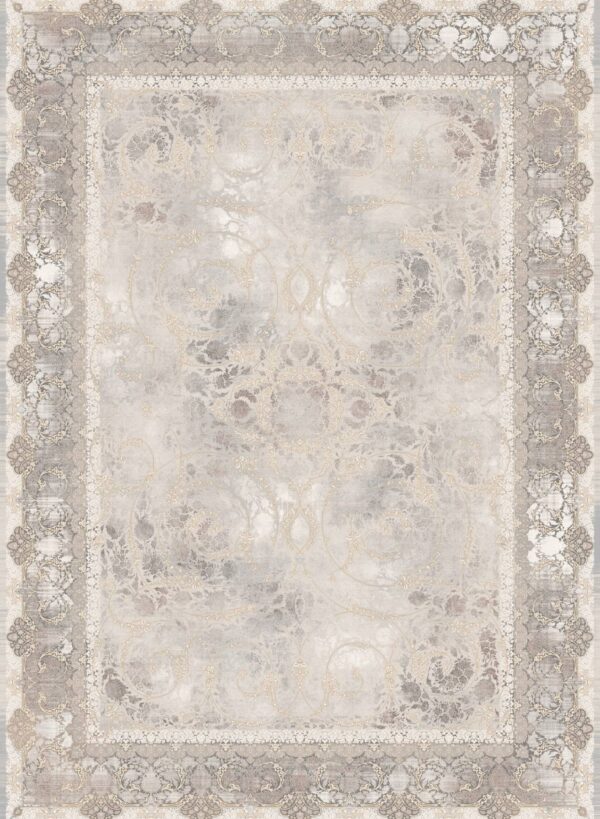 فرش 1200 شانه برجسته کد 120033 خاکستری بژ